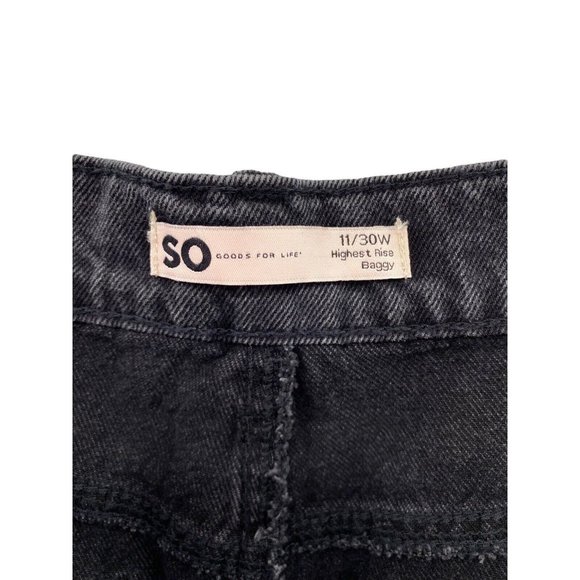 SO Goods For Life Highest Rise Baggy Black Grey‎ Jean Juniors 11/30 Distressed - Picture 7 of 8